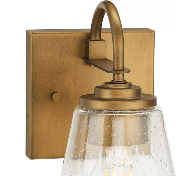 1 Light 120 volt Aged Bronze Vanity Clear Seeded Glass Light Fixture 2
