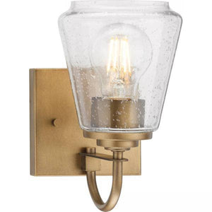 1 Light 120 volt Aged Bronze Vanity Clear Seeded Glass Light Fixture 4