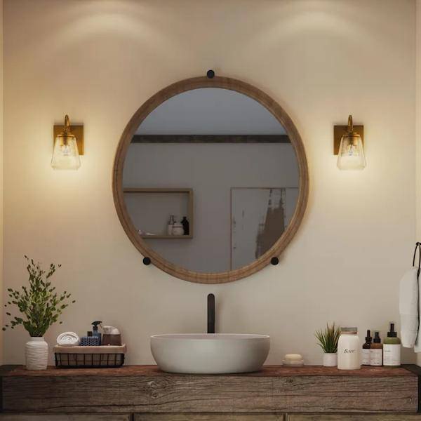 1 Light 120 volt Aged Bronze Vanity Clear Seeded Glass Light Fixture 5