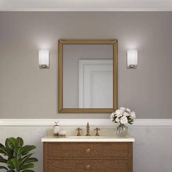 1 Light 120 volt Polished Chrome Vanity Etched Glass Light Fixture 4