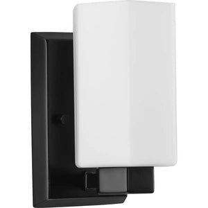 1 Light 120 volt Matte Black Vanity Etched Glass Light Fixture 1