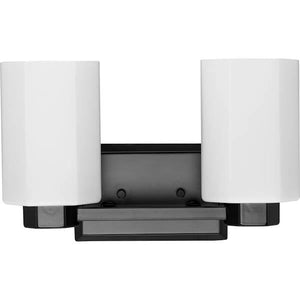 2 Light 120 volt Matte Black Vanity Etched Glass Light Fixture 3