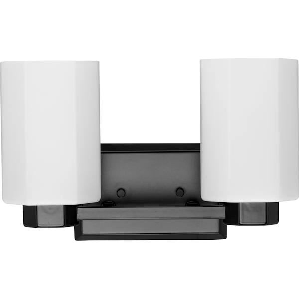 2 Light 120 volt Matte Black Vanity Etched Glass Light Fixture 3
