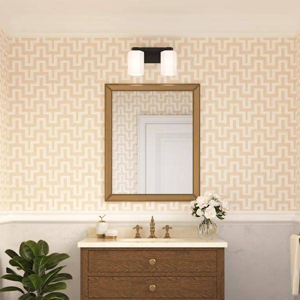 2 Light 120 volt Matte Black Vanity Etched Glass Light Fixture 4
