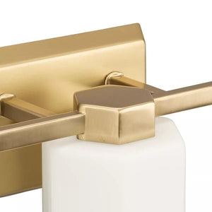 3 Light 120 volt Brushed Gold Vanity Etched Glass Light Fixture 2