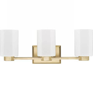 3 Light 120 volt Brushed Gold Vanity Etched Glass Light Fixture 3