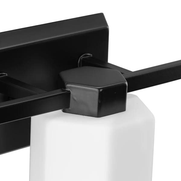 3 Light 120 volt Matte Black Vanity Etched Glass Light Fixture 2