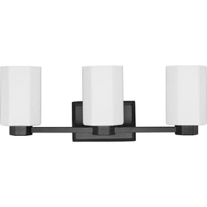 3 Light 120 volt Matte Black Vanity Etched Glass Light Fixture 3
