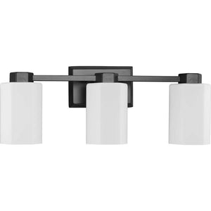 3 Light 120 volt Matte Black Vanity Etched Glass Light Fixture 1