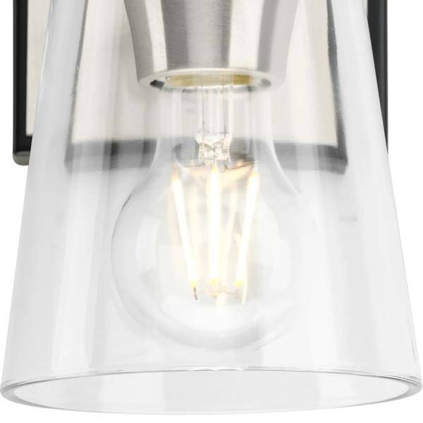 1 Light 120 volt Brushed Nickel Vanity Clear Glass Light Fixture 3