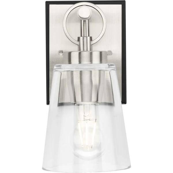 1 Light 120 volt Brushed Nickel Vanity Clear Glass Light Fixture 4