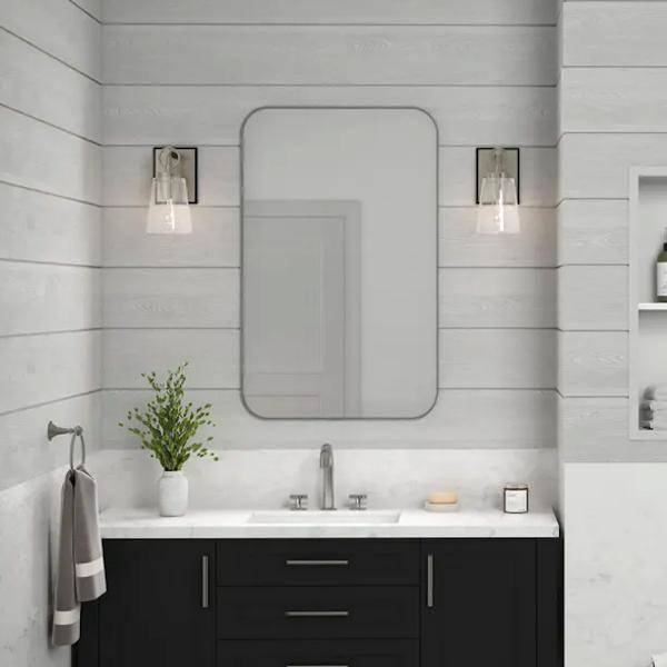 1 Light 120 volt Brushed Nickel Vanity Clear Glass Light Fixture 5