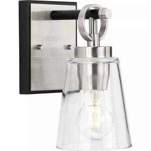 1 Light 120 volt Brushed Nickel Vanity Clear Glass Light Fixture 1