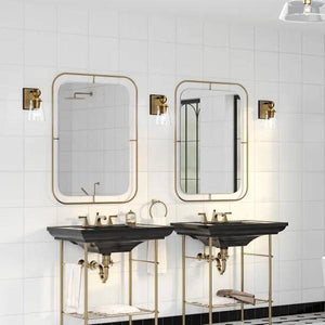 1 Light 120 volt Vintage Brass Vanity Clear Glass Light Fixture 5