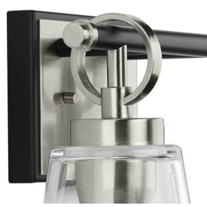 2 Light 120 volt Brushed Nickel Vanity Clear Glass Light Fixture 2