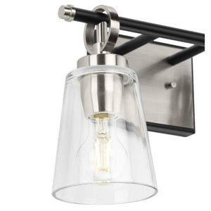 2 Light 120 volt Brushed Nickel Vanity Clear Glass Light Fixture 3