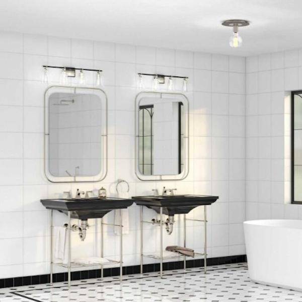 4 Light 120 volt Brushed Nickel Vanity Clear Glass Light Fixture 3