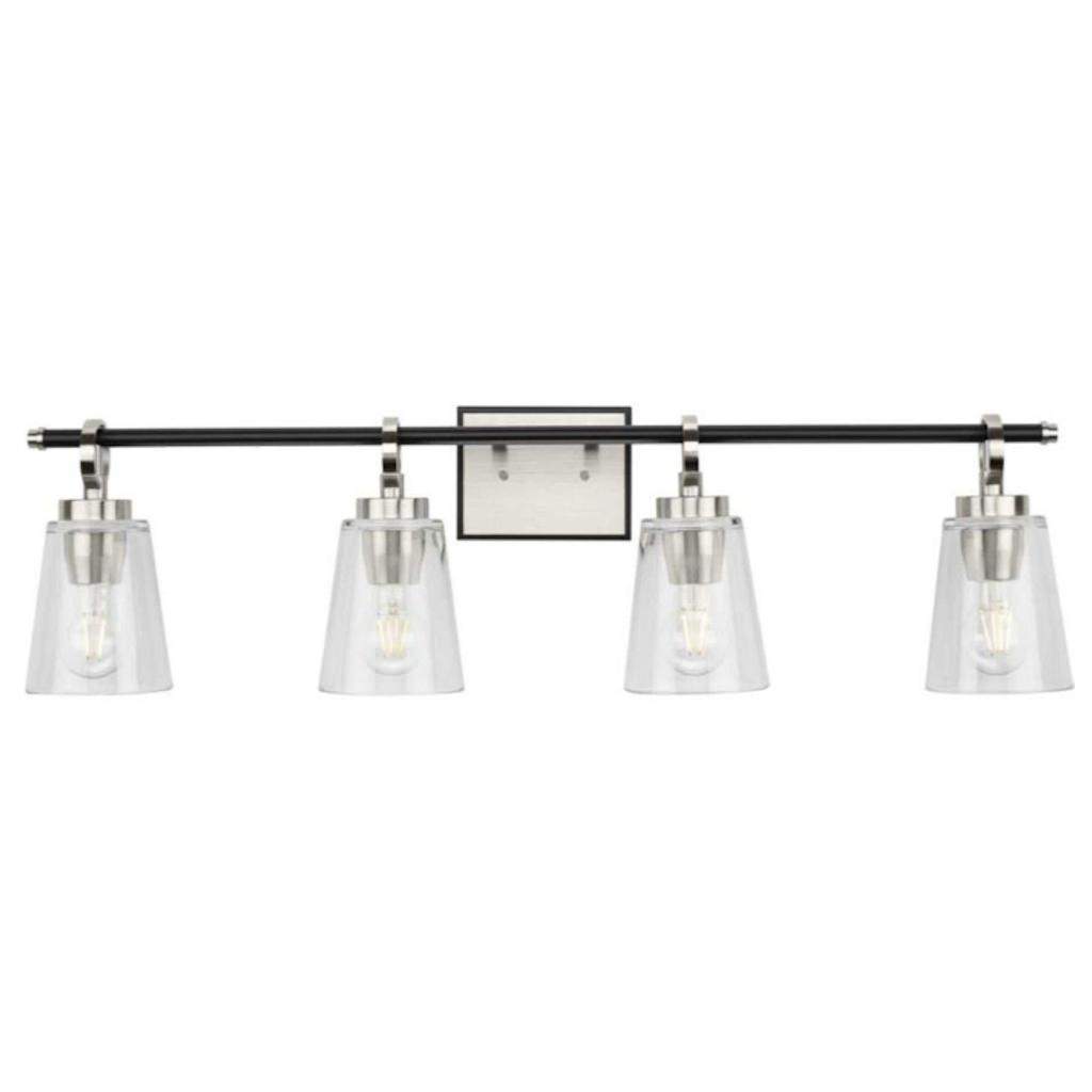 4 Light 120 volt Brushed Nickel Vanity Clear Glass Light Fixture 1