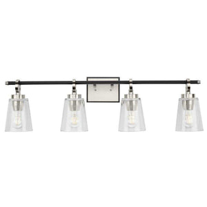 4 Light 120 volt Brushed Nickel Vanity Clear Glass Light Fixture 1