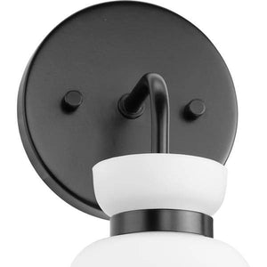 1 Light 120 volt Matte Black Vanity Etched Opal Glass Bell Light Fixture 3