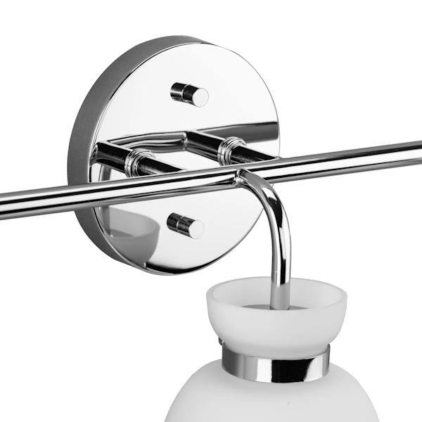 3 Light 120 volt Polished Chrome Vanity Etched Opal Glass Bell Light Fixture 2