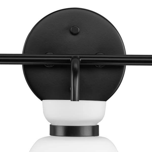 3 Light 120 volt Matte Black Vanity Etched Opal Glass Bell Light Fixture 2
