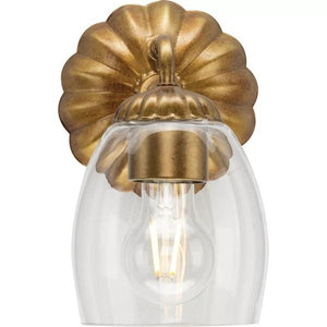 1 Light 120 volt Gold Vanity Clear Glass Light Fixture 3