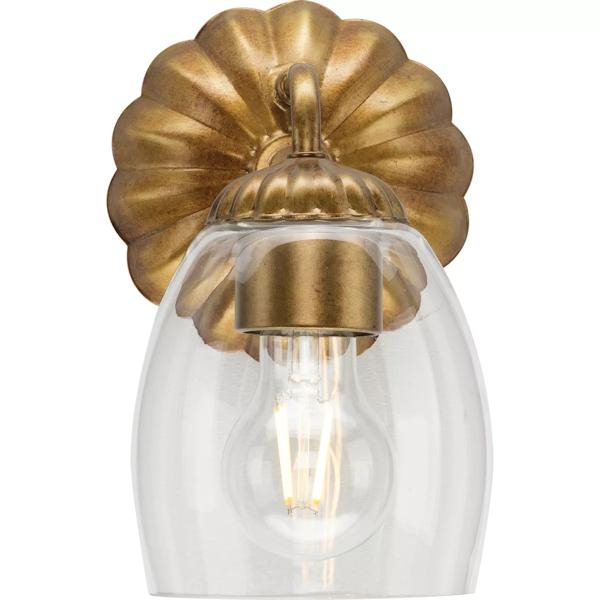 1 Light 120 volt Gold Vanity Clear Glass Light Fixture 3