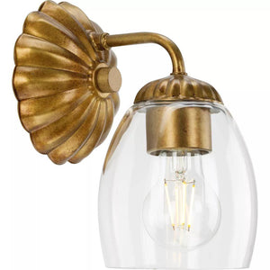 1 Light 120 volt Gold Vanity Clear Glass Light Fixture 1