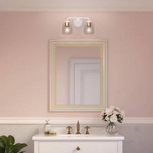 2 Light 120 volt White Plaster Vanity Clear Glass Light Fixture 5