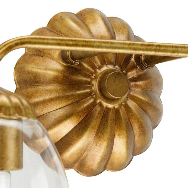 2 Light 120 volt Gold Vanity Clear Glass Light Fixture 3