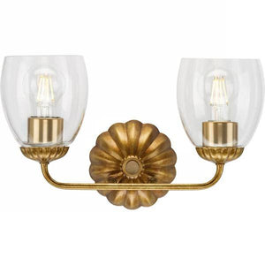 2 Light 120 volt Gold Vanity Clear Glass Light Fixture 4