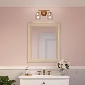 2 Light 120 volt Gold Vanity Clear Glass Light Fixture 5
