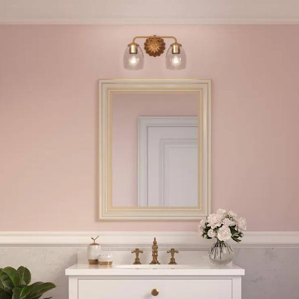 2 Light 120 volt Gold Vanity Clear Glass Light Fixture 5