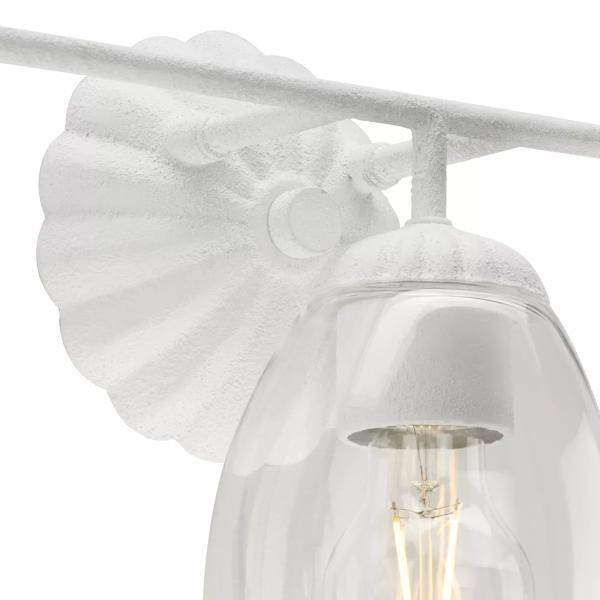3 Light 120 volt White Plaster Vanity Clear Glass Light Fixture 4