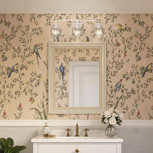 3 Light 120 volt White Plaster Vanity Clear Glass Light Fixture 5