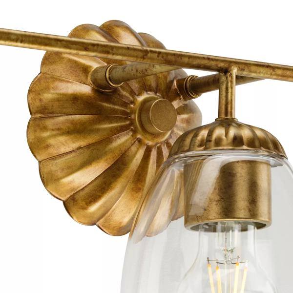 3 Light 120 volt Gold Vanity Clear Glass Light Fixture 2