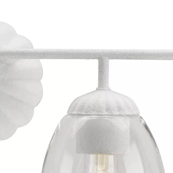 4 Light 120 volt White Plaster Vanity Clear Glass Light Fixture 2