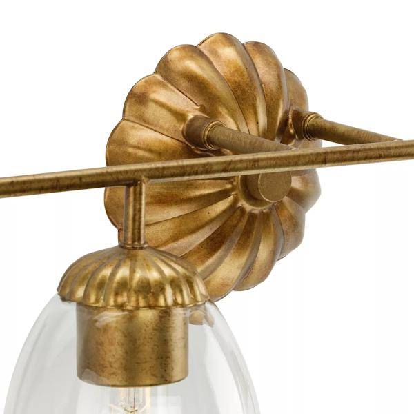4 Light 120 volt Gold Vanity Clear Glass Light Fixture 4