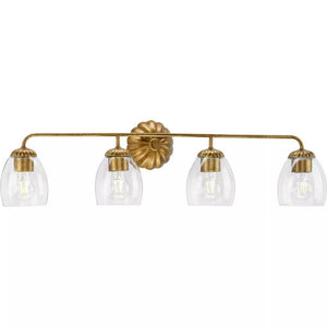 4 Light 120 volt Gold Vanity Clear Glass Light Fixture 1