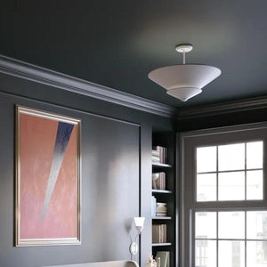 4 Light White Plaster Painted Steel Cone Ceiling Light Fixture 4