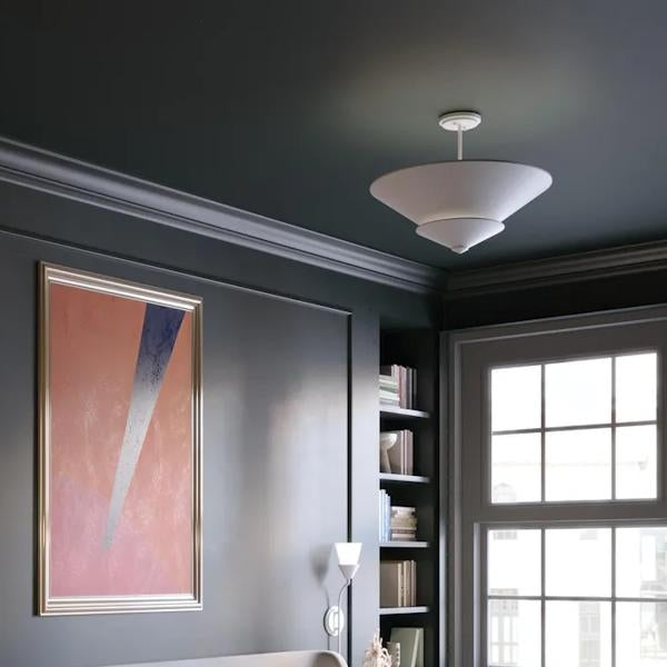 4 Light White Plaster Painted Steel Cone Ceiling Light Fixture 4