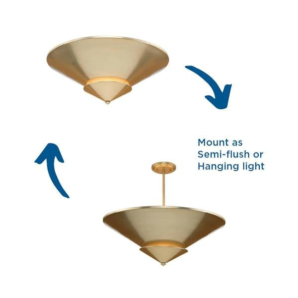 4 Light Soft Gold Painted Steel Cone Ceiling Light Fixture 3