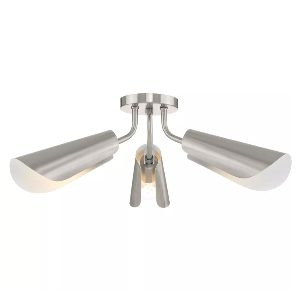 2 Light Brushed Nickel Painted White Inside Ceiling Light Fixture 1