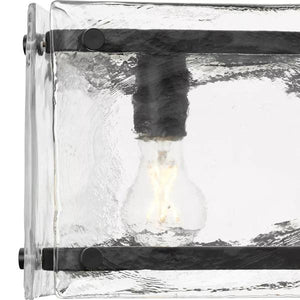 5 Light Matte Black Clear Textured Flat Glass Linear Chandelier Light Fixture 2
