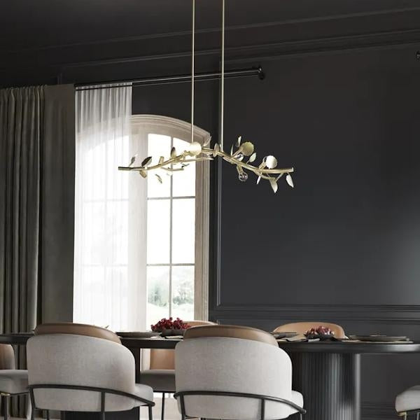 7 Light Gilded Sliver Linear Chandelier Light Fixture 3
