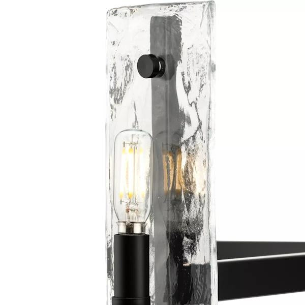 5 Light Matte Black Clear Textured Flat Glass Traditional Style Chandelier Light Fixture 2