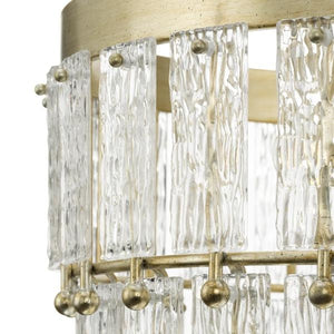 9 Light Gilded Sliver Clear Pressed Glass Modern Organic Style Chandelier Light Fixture 2