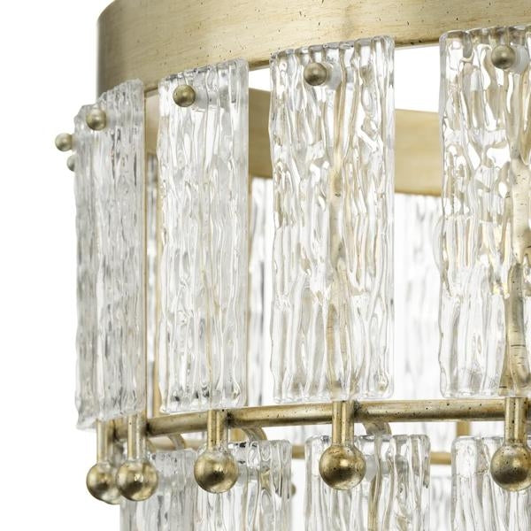 9 Light Gilded Sliver Clear Pressed Glass Modern Organic Style Chandelier Light Fixture 2