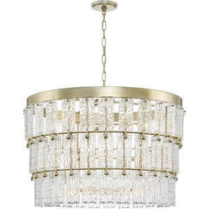 9 Light Gilded Sliver Clear Pressed Glass Modern Organic Style Chandelier Light Fixture 4